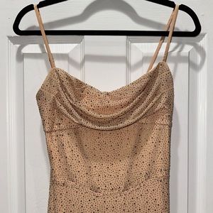 Oh Polly embellished beige midi dress